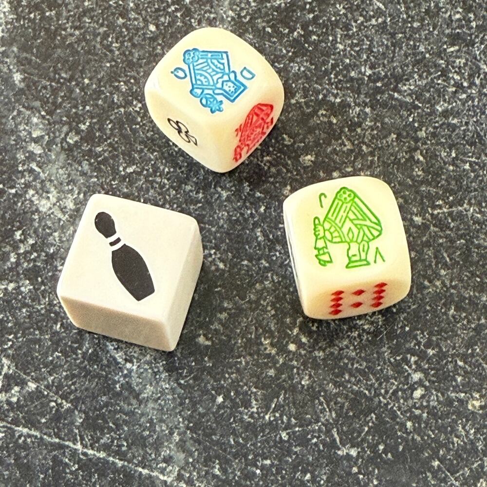 Lot 3 Vintage Novelty Dice Bowling Card Suit Symbols Game Pieces Collectible D6